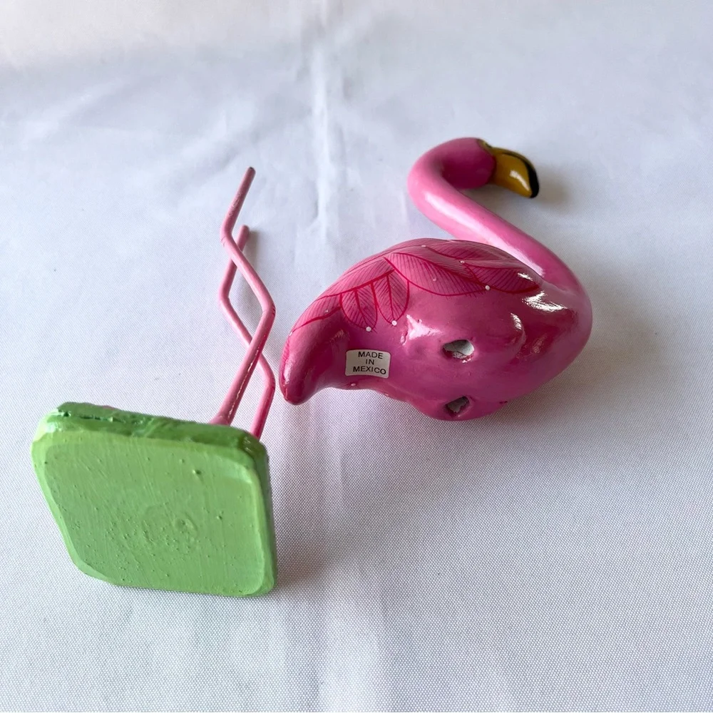 Vintage Pink Flamingo Pottery Statue Figurine Made In Mexico